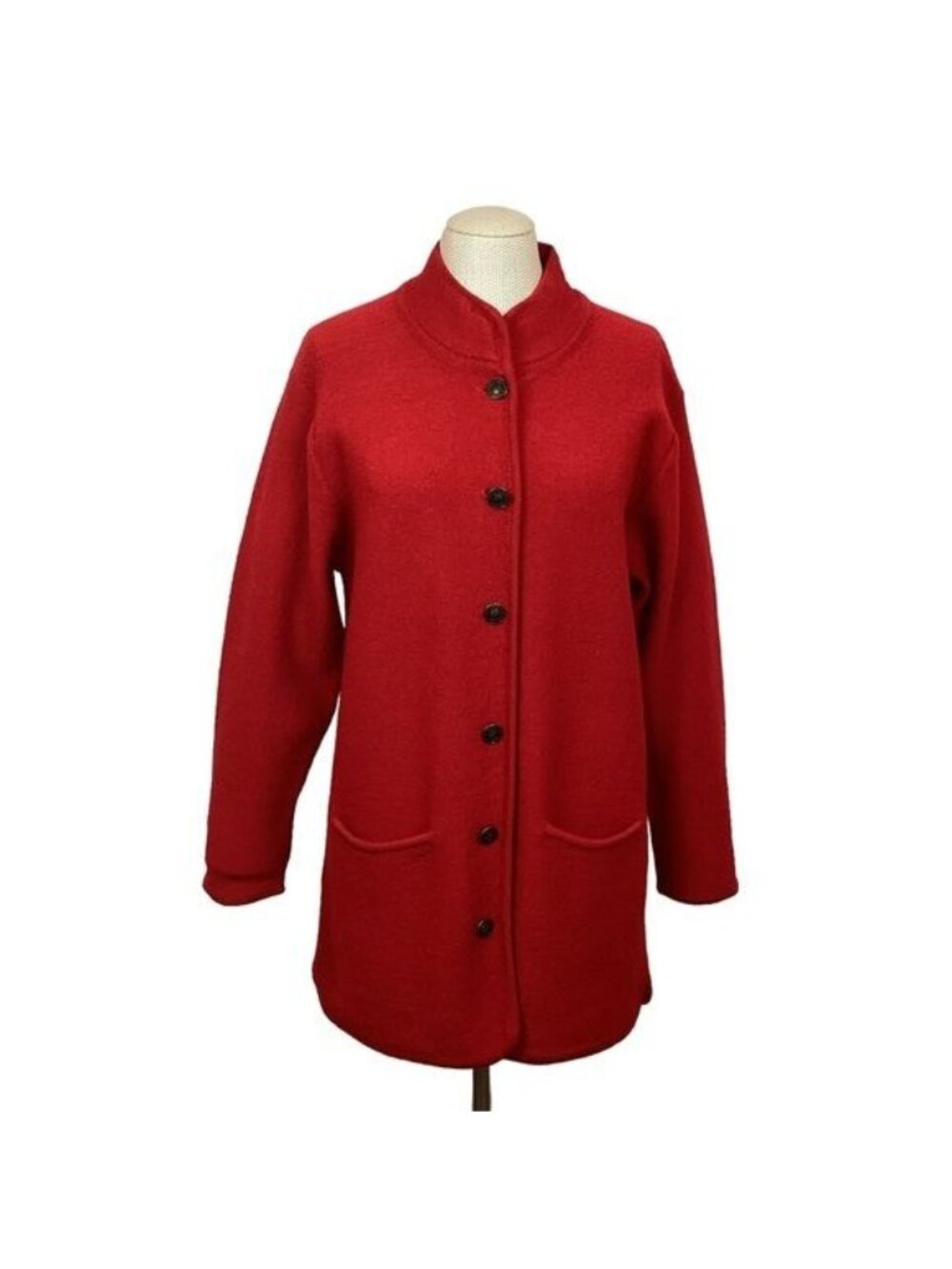 Herman Geist Wool Grandmother Sweater Jacket Cardinal Red Womens Small